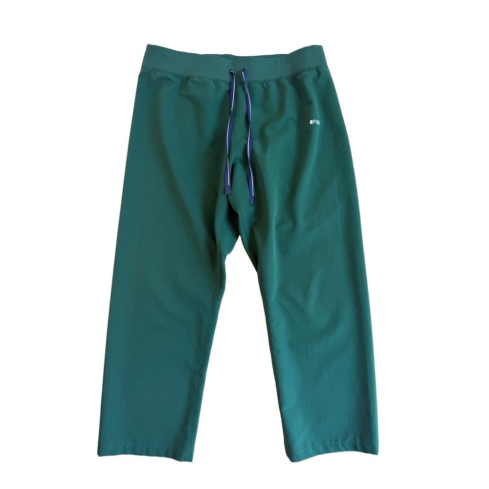 FIGS Isabel Women's High-Rise Wide-Leg Scrub Pants XXL Petite Green Solid Knit